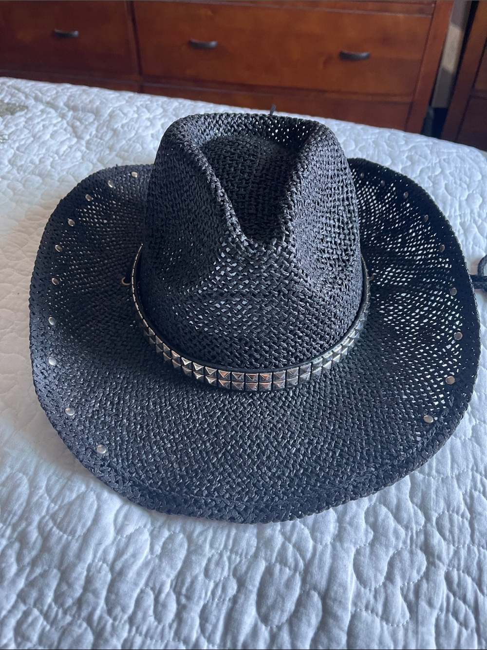 Black Straw Cowboy Hat with Studded Band - Men’s Fashion Accessory